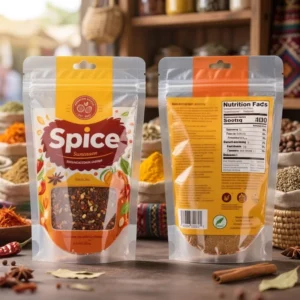 Custom Printed Clear Window 250g Food Plastic Bag for Spices Reusable Stand-Up Pouch for Chili Garlic and Seasoning