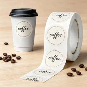 Custom Printed Coffee Stickers Round Matte Self-Adhesive Labels for Cafe Shop Beverage Cup Packaging and Takeaway