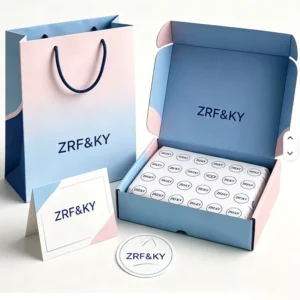 Custom Printed Color Box Gift Packaging Set with Paper Bags and Envelope