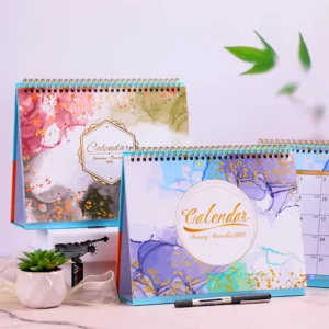 Custom Printed Colorful Wall Calendar With Spiral Binding And Table Desk Format