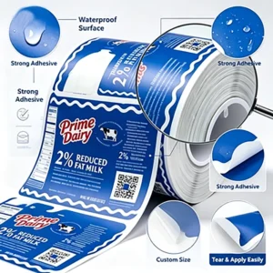 Custom Printed Durable Reusable UV Adhesive Synthetic Waterproof Labels Food Grade Beverage Packaging Recyclable Synthetic Paper