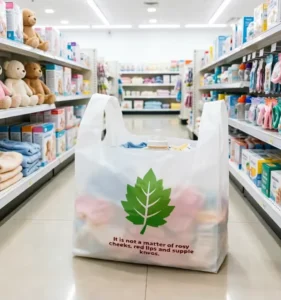Custom Printed Eco-Friendly Biodegradable PE Plastic Side-Gusset Bag with Hand-Length Handle Silk Screen Gravure