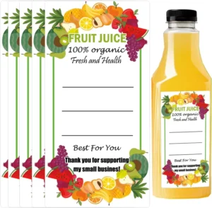 Custom Printed Eco-Friendly Waterproof Self-Adhesive Fruit Juice Bottle Labels
