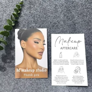 Custom Printed Elegant Logo Image Lash Artist Aftercard Makeup Aftercare Card