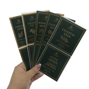 Custom Printed Elegant Paper Adhesive Labels for Aromatherapy Candle, Soap, and Personal Care Products Manufacturing