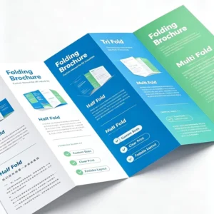 Custom Printed Exhibition Catalog Glossy Coated Paper Fold Brochure for International Trade Fair