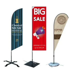 Custom Printed Feather Teardrop Beach Flag with Stand, Any Color and Design