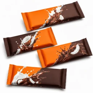Custom Printed Flow Pack Foil Chocolate Bar Wrapper Food Grade Heat Seal Glossy Packaging for Candy Snack Energy and Protein Bars