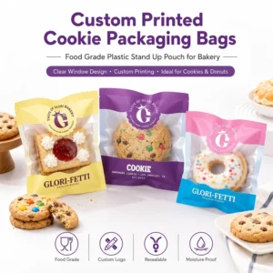 Custom Printed Food-Grade Laminated Plastic Poly Small Clear Heat-Sealing Doughnut Biscuit Single Cookie Packaging Bags