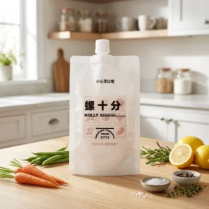 Custom Printed Food-Grade Plastic Spout Pouches with Nozzle Caps for Sauces, Honey, Baby Food, and Sushi