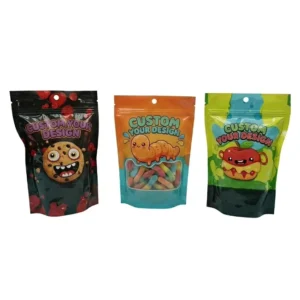 Custom Printed Food-Grade Plastic Stand-Up Side-Gusset Resealable Mylar Pouches for Candy, Cookies, and Snacks