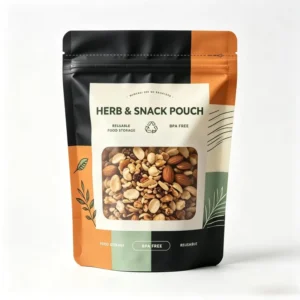 Custom Printed Food-Grade Recyclable Reusable Resealable Stand-Up Pouches for Snack and Herb Storage