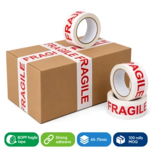 Custom Printed Fragile BOPP Packing Tape Heavy-Duty High-Viscosity Adhesive for Box Carton Sealing