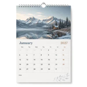 Custom Printed Glossy Laminated Paper Wall Calendar Large Size Monthly Layout for Corporate Advertising Gift