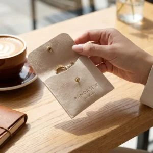 Custom Printed Gold Microfiber Necklace Jewelry Packaging Pouch