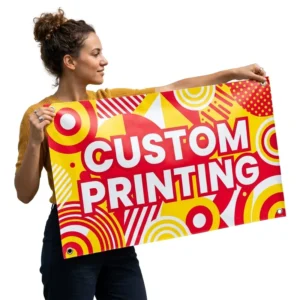 Custom Printed High-Visibility Geometric Waterproof Foldable PVC Mesh Banner With Reinforced Grommets