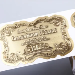 Custom Printed Hollow Design Waterproof Glossy or Matte CMYK Metal Wine Labels for Packaging