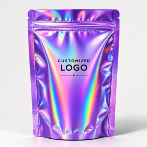 Custom Printed Holographic Dry Food Snack Stand-Up Zipper Pouch Bags