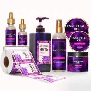 Custom Printed Holographic Oil-Proof Waterproof Vinyl Gold Foil Cosmetic Shampoo Stickers Roll