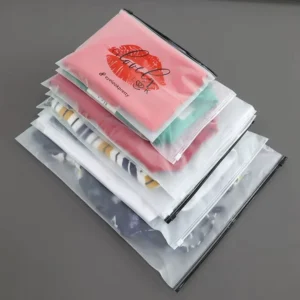 Custom Printed Logo Clear Frosted Self-Sealing Ziplock Clothing Bags for Garments
