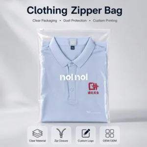 Custom Printed Logo LDPE Disposable Zipper Bags for Hair Accessories and Apparel Packaging, Clear Plastic, Bulk, Factory Direct
