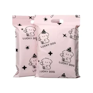 Custom Printed Logo Pink Plastic PE Mailer Envelope Handle Durable Poly Material Shipping Courier Bag