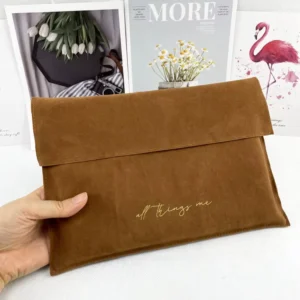 Custom Printed Logo Velvet Envelope, Suede Book Dust Handbag Pouch, Microfiber Jewelry Gift Packaging Bag