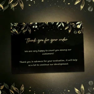 Custom Printed Luxury Black Gold Thank You Cards Greeting Card Recycled Paper Card With Logo