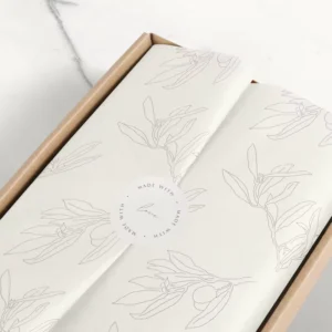 Custom Printed Mailer Box with Custom Tissue Paper and Die-Cut Stickers