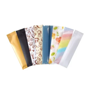 Custom Printed Matt Black PE Food Grade Plastic Packaging Flat Bottom Side Gusset Reusable Square Bottom Bags for Coffee Carton