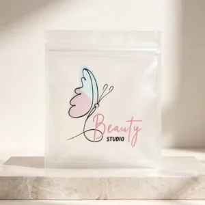 Custom Printed Matte Transparent Flat Zipper Plastic Bag Beauty Cosmetic Jewelry Packaging Pouch