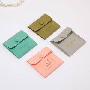Custom Printed Microfiber Jewelry Pouch with Snap Closure