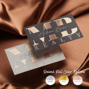 Custom Printed Name Business Cards with Embossed Gold and Silver Foil