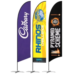 Custom Printed Outdoor Beach Flag Teardrop Feather Banner Flag with Cross Base for Advertising Exhibition Decor