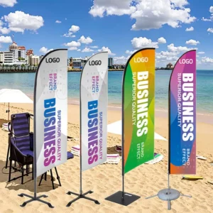Custom Printed Outdoor Flying Teardrop Feather Banner with Aluminum Flagpole Ground Spike Stand Cloth