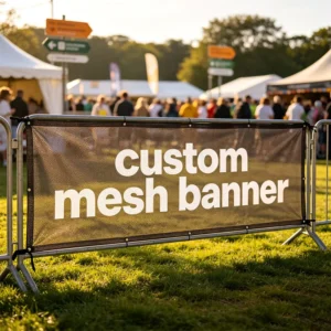 Custom Printed Outdoor Polyester Mesh Banner, UV Resistant, Ventilated, Windproof, for Fence
