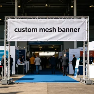 Custom Printed Outdoor Polyester Mesh Banner, Windproof Heavy-Duty Digital Print