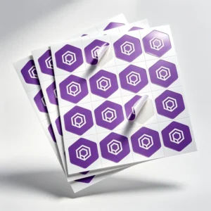 Custom Printed PVC Hexagon Adhesive Stickers Waterproof UV Coated Packaging Labels