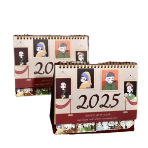 Custom Printed Paper Colorful Desk Calendar Spiral-Bound Table Wall Calendar