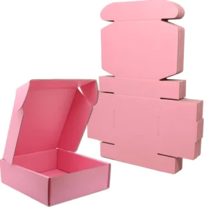 Custom Printed Pink Corrugated Mailer Shipping Boxes, 8 x 8 x 4 Inches, for Craft Gifts