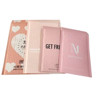 Custom Printed Pink Metallic Bubble Mailer Padded Mailing Bag