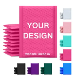 Custom Printed Pink and White Eco-Friendly Padded Poly Bubble Mailer Bags