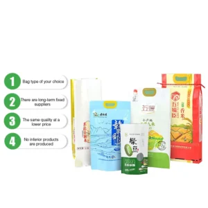 Custom Printed Plastic Food Packaging Bag 5kg to 100kg Capacity for Rice Milk Pet Food with Handle