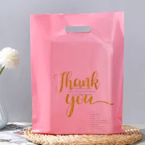Custom Printed Plastic Shopping Bags with Die-Cut Loop Handles for Clothing Packaging