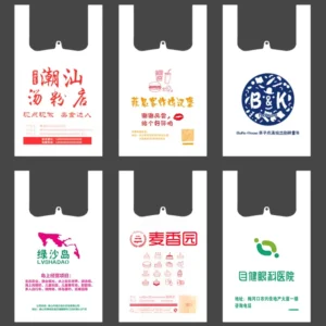 Custom Printed Plastic Shopping Bags with Logo, T-Shirt Carrier Bags for Packaging