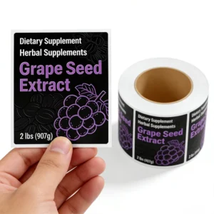 Custom Printed Plastic Supplement Bottle Labels for Multivitamin and Dietary Medicine Packaging