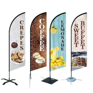 Custom Printed Rectangle Teardrop Feather Flag with Pole Kit and Festival Logo