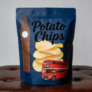 Custom Printed Recyclable Moisture-Proof Aluminum Foil Stand-Up Chips Pouch with Zipper