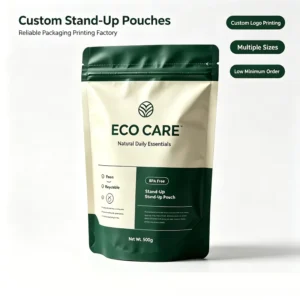 Custom Printed Resealable Zipper Sachet Stand-Up Pouches, Moisture-Proof Packaging for Nuts and Dried Fruits