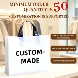 Custom Printed Reusable Die-Cut Handle T-Shirt Shopping Bags for Retail and Photo Frame Use